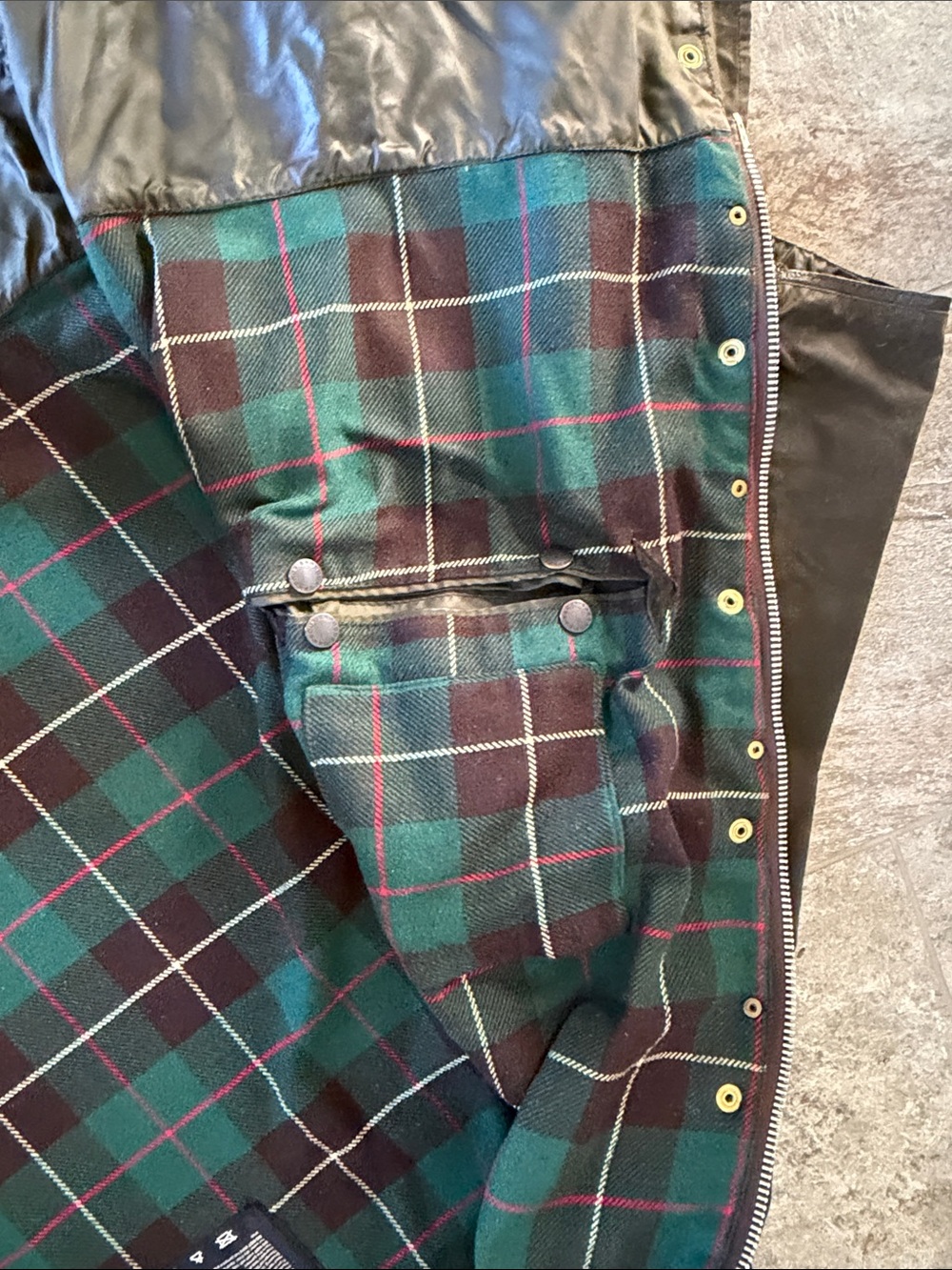 Barbour Dark Olive Waxed Cotton Field Jacket with Brown Cord Collar and Hat - Picture 6 of 16